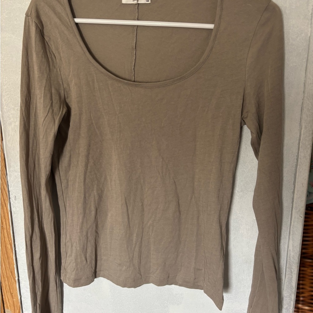 rag & bone Women's Long Sleeve Scoop Neck Tee in Olive Taupe